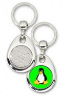 Schlüsselanhänger - Metall - Tux grün - Einkaufswagen-Chip Schlüsselanhänger - Metall - Tux grün - Einkaufswagen-Chip