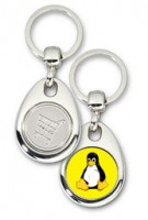 Schlüsselanhänger - Metall - Tux gelb - Einkaufswagen-Chip Schlüsselanhänger - Metall - Tux gelb - Einkaufswagen-Chip