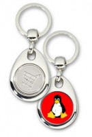 Schlüsselanhänger - Metall - Tux rot - Einkaufswagen-Chip Schlüsselanhänger - Metall - Tux rot - Einkaufswagen-Chip