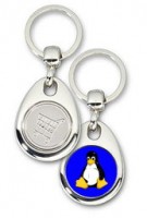 Schlüsselanhänger - Metall - Tux blau - Einkaufswagen-Chip Schlüsselanhänger - Metall - Tux blau - Einkaufswagen-Chip